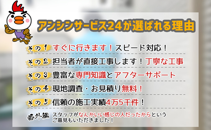 名古屋トイレ工事店アンシンサービス24が選ばれる理由